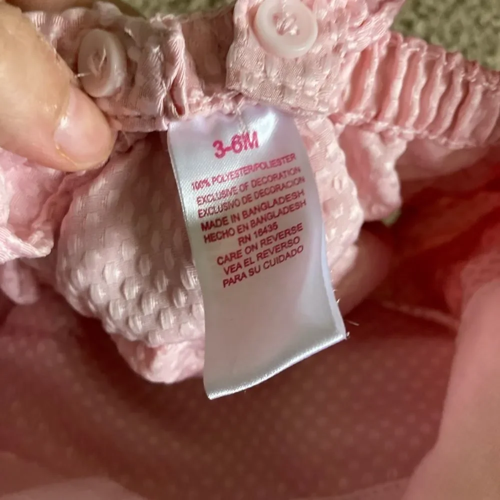 Infant Baby Girl Pink Ruffle and Lace Heart Dress Onesie Outfit